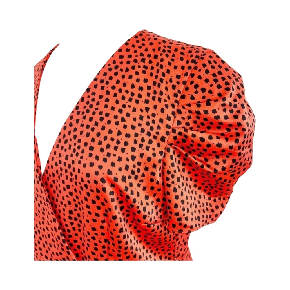 RIVER ISLAND Red Spotted Faux Wrap Midi Dress - Picture 9 of 10